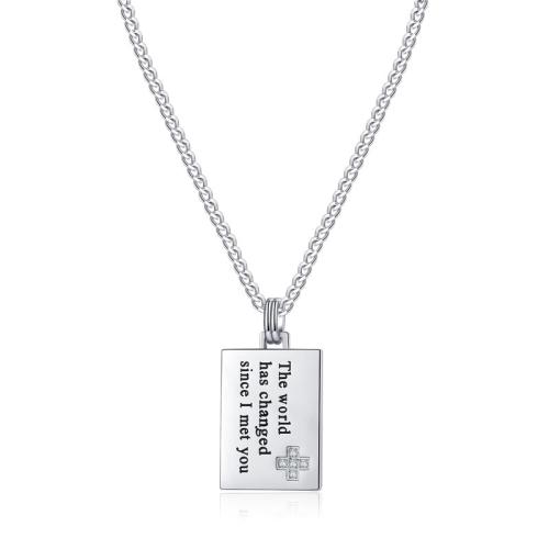 Stainless Steel Jewelry Necklace, 304 Stainless Steel, with 4cm extender chain, Rectangle, fashion jewelry & for woman, original color, 17.95x33.68mm, Length:Approx 59.8 cm, Sold By PC