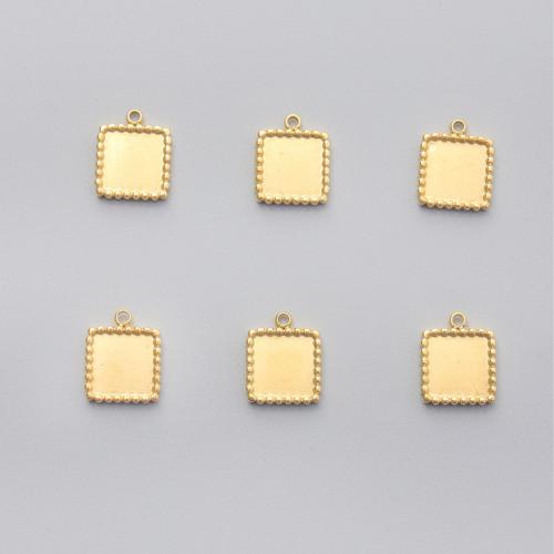 Stainless Steel Pendants, 304 Stainless Steel,  Square, gold color plated, DIY, 10x13mm, Sold By PC