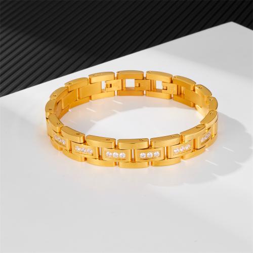 Brazalete del acero inoxidable, acero inoxidable 304, chapado en color dorado, diverso tamaño para la opción & para hombre & con diamantes de imitación, más colores para la opción, Vendido por UD