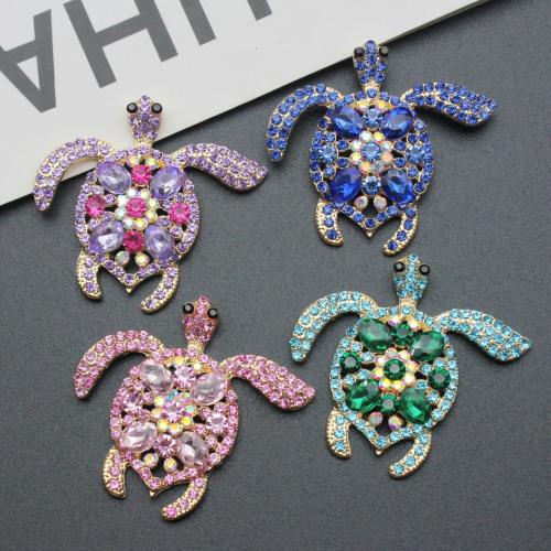 Tibetan Style Rhinestone Pendants, Turtle, gold color plated, DIY & with rhinestone, more colors for choice, nickel, lead & cadmium free, 47x50mm, Sold By PC