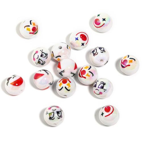 Acrylic Jewelry Beads, Round, DIY & different designs for choice, more colors for choice, 16mm, 100PCs/Bag, Sold By Bag