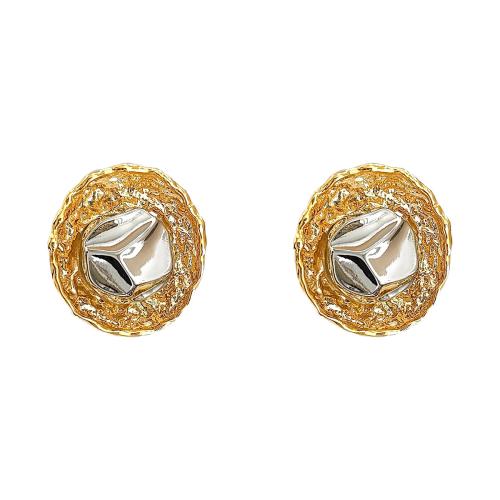 Brass Stud Earring, plated, fashion jewelry & for woman & two tone, 25x23mm, Sold By Pair