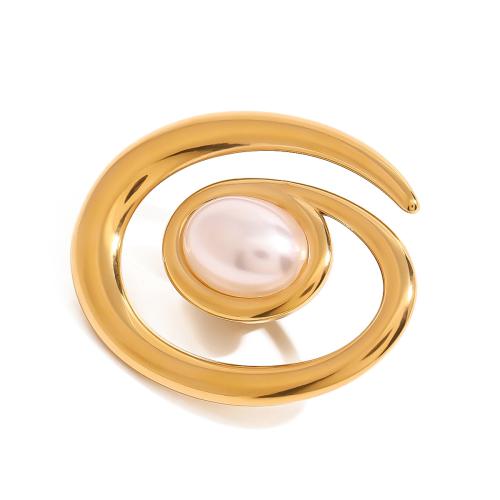 Fashion Brooch Jewelry, 304 Stainless Steel, with Freshwater Pearl, 18K gold plated, fashion jewelry & for woman & hollow, Sold By PC