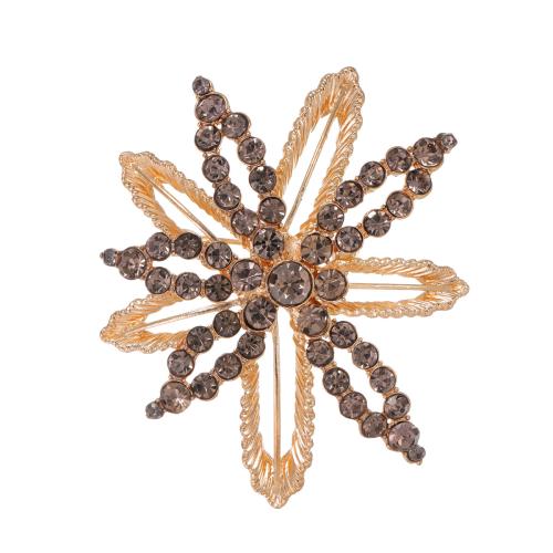 Tibetan Style Brooches, Snowflake, plated, Unisex & with rhinestone & hollow, Sold By PC