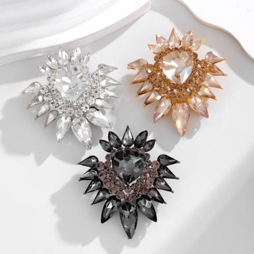 Tibetan Style Brooches, Flower, plated, Unisex & with rhinestone & hollow, more colors for choice, Sold By PC