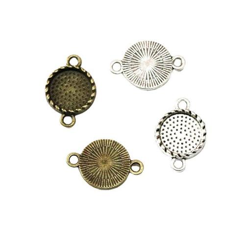 Tibetan Style Connector Setting, Round, plated, DIY & 1/1 loop, more colors for choice, 12mm, 100PCs/Bag, Sold By Bag