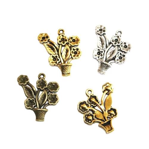 Tibetan Style Flower Pendants, plated, DIY, more colors for choice, 28x23mm, 40PCs/Bag, Sold By Bag