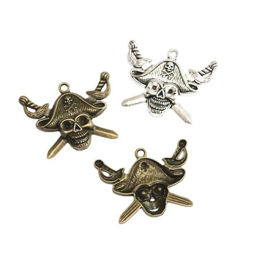 Tibetan Style Skull Pendants, plated, DIY, more colors for choice, 35x45mm, 40PCs/Bag, Sold By Bag