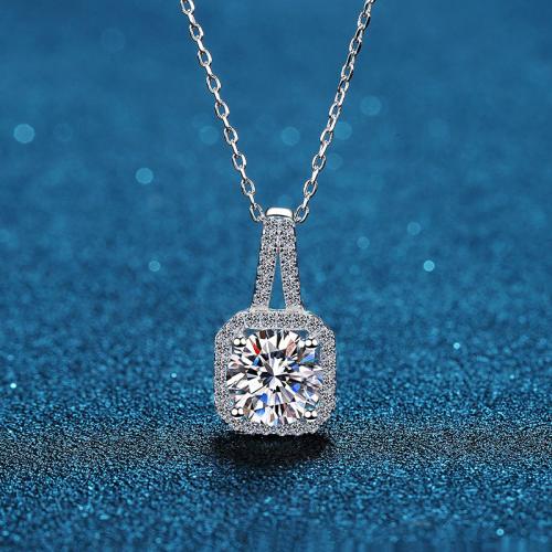 925 Sterling Silver Necklace, Square, different materials for choice & different size for choice & for woman, Length:Approx 17.7 Inch, Sold By PC