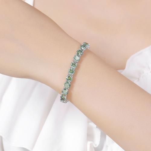 925 Sterling Silver Bracelet, with Moissanite, Unisex & different size for choice & different styles for choice, Sold By PC