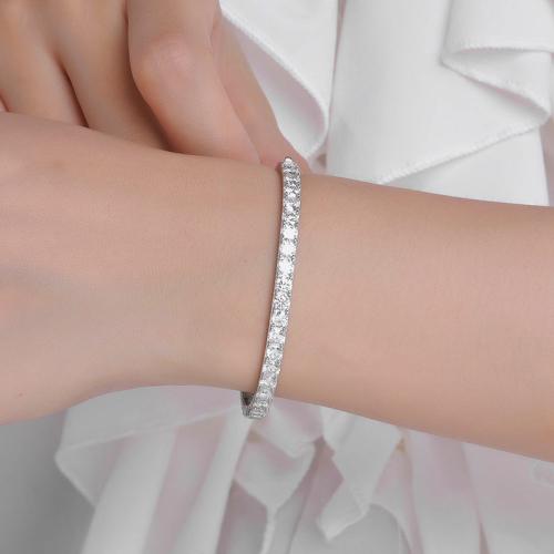 925 Sterling Silver Bangle, with Moissanite, different size for choice & for woman, more colors for choice, Sold By PC