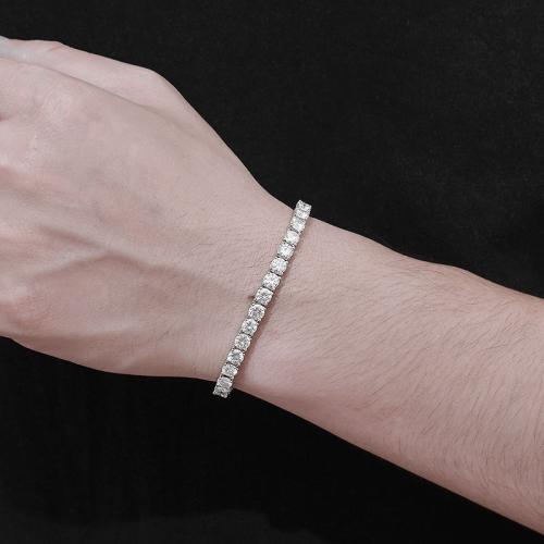 925 Sterling Silver Bracelet, with Moissanite, Unisex & different size for choice, more colors for choice, Sold By PC