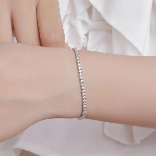 925 Sterling Silver Bracelet, with Moissanite, different size for choice & for woman, Sold By PC