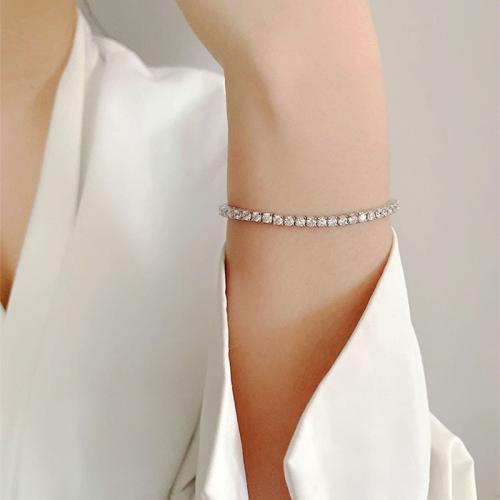 925 Sterling Silver Bracelet, different size for choice & for woman & with rhinestone, more colors for choice, Sold By PC