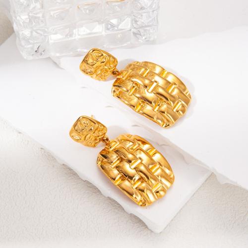 Stainless Steel Stud Earrings, 304 Stainless Steel, fashion jewelry & for woman, golden, 42x20mm, Sold By Pair