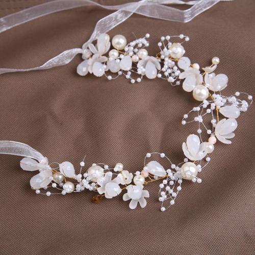 Nuptiale Fleurs cheveux, fer, avec perle de plastique, pour femme, plus de couleurs à choisir, 320x60mm, Vendu par PC