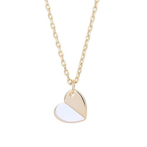 Brass Necklace, with Shell, Heart, fashion jewelry & for woman, more colors for choice, Length:Approx 45 cm, Sold By PC