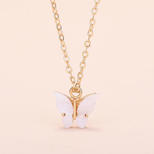 Brass Necklace, with Shell, Butterfly, fashion jewelry & for woman, more colors for choice, Length:Approx 45 cm, Sold By PC