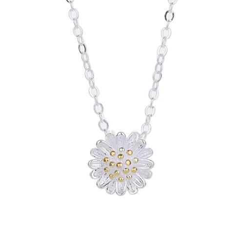 Collier en laiton, margueritepâquerette, bijoux de mode & pour femme, Longueur:Environ 45 cm, Vendu par PC