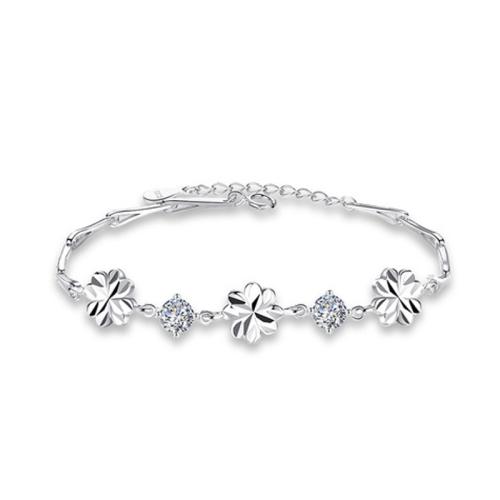 Bracelets en argent sterling, Argent sterling 925, avec 3cm chaînes de rallonge, bijoux de mode & pavé de micro zircon & pour femme, plus de couleurs à choisir, Longueur:Environ 16 cm, Vendu par PC