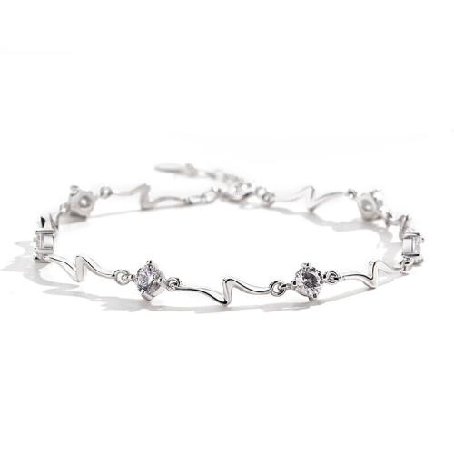 Pulseras de Plata Estelina, Plata de ley 925, con 3cm extender cadena, Joyería & micro arcilla de zirconia cúbica & para mujer, más colores para la opción, longitud:aproximado 16 cm, Vendido por UD