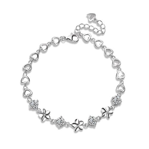 Bracelets en argent sterling, Argent sterling 925, avec 3cm chaînes de rallonge, bijoux de mode & pavé de micro zircon & pour femme, plus de couleurs à choisir, Longueur:Environ 16 cm, Vendu par PC