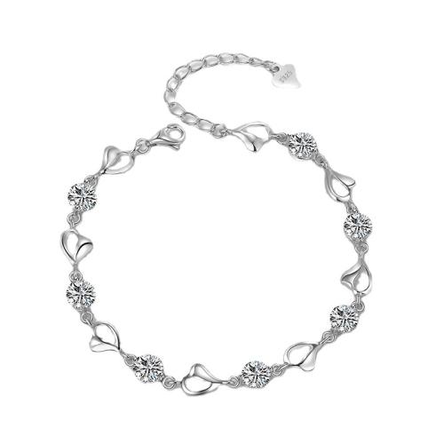 Sterling Silber Armbänder, 925er Sterling Silber, mit Verlängerungskettchen von 3cm, Modeschmuck & Micro pave Zirkonia & für Frau, keine, Länge:ca. 16 cm, verkauft von PC