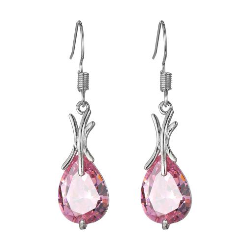 Boucles d'oreilles pendantes en laiton, bijoux de mode & pavé de micro zircon & pour femme, 10x40mm, Vendu par paire