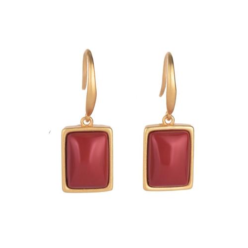 Brass Drop Earring, with Agate, fashion jewelry & for woman, 27mm, Sold By Pair