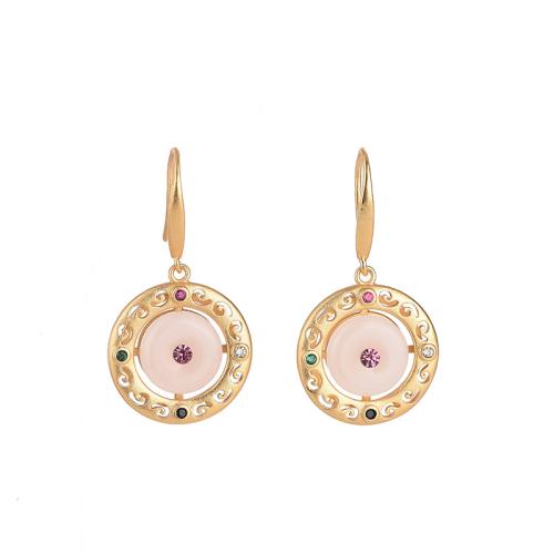 Boucles d'oreilles en laiton zircon cubique pavent, bijoux de mode & pavé de micro zircon & pour femme, 34mm, Vendu par paire