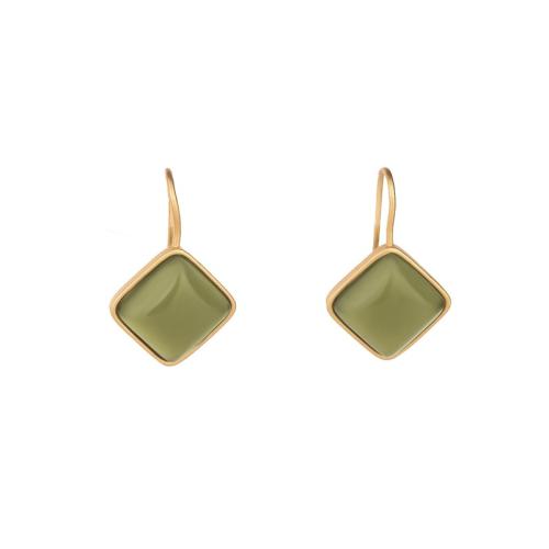 Brass Drop Earring, with Jade, fashion jewelry & for woman, 26mm, Sold By Pair