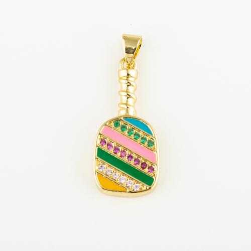 Cubic Zirconia Micro Pave Brass Pendant, Unisex & micro pave cubic zirconia & enamel, 25x12mm, Hole:Approx 3mm, Sold By PC