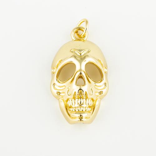 Colgantes de la joyería de cobre amarillo, metal, Calavera, unisexo, dorado, 26x15mm, agujero:aproximado 4mm, Vendido por UD