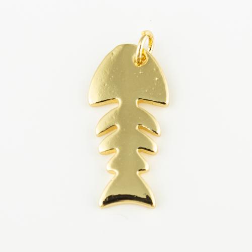 Brass Jewelry Pendants, Fish Bone, fashion jewelry & Unisex, golden, 24x12mm, Hole:Approx 3mm, Sold By PC