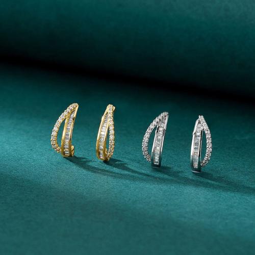 Cubic Zirconia Micro Pave Brass Earring, fashion jewelry & micro pave cubic zirconia & for woman, more colors for choice, 6x18mm, Sold By Pair