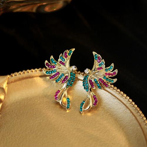 Goujon Laiton, oiseau, bijoux de mode & pour femme & avec strass, 28x16mm, Vendu par paire