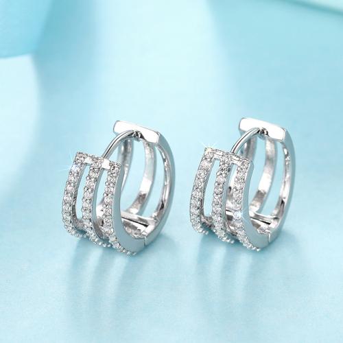 Boucles d'oreilles en laiton zircon cubique pavent, bijoux de mode & pavé de micro zircon & pour femme, 13x8mm, Vendu par paire