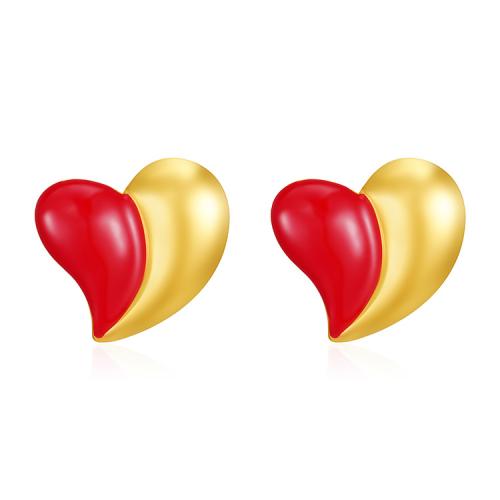 Stainless Steel Stud Earrings, 304 Stainless Steel, Heart, Vacuum Ion Plating, fashion jewelry & for woman & enamel, more colors for choice, 23.80x24mm, Sold By Pair