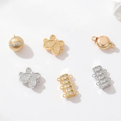 Brass Magnetic Clasp, with Magnet, plated, Different Shape for Choice & DIY & micro pave cubic zirconia, more colors for choice, nickel, lead & cadmium free, Sold By PC