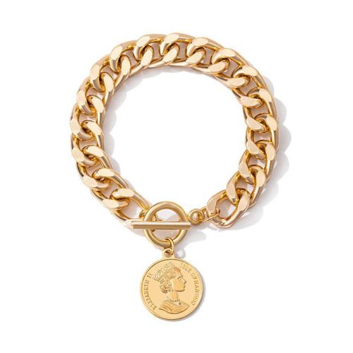 Tibetan Style Bracelet, gold color plated, fashion jewelry, golden, nickel, lead & cadmium free, Length:22 cm, Sold By PC