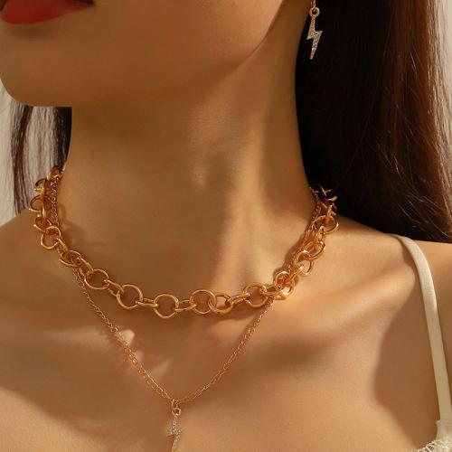 Tibetan Style Jewelry Sets, gold color plated, 2 pieces & fashion jewelry & micro pave cubic zirconia, golden, nickel, lead & cadmium free, Sold By Set