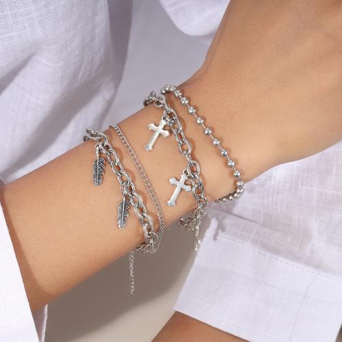 Tibetan Style Bracelet, silver color plated, 2 pieces & fashion jewelry, silver color, nickel, lead & cadmium free, Sold By Set