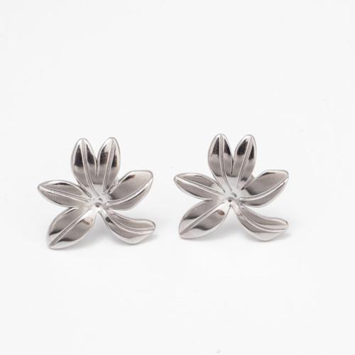 Stainless Steel Stud Earrings, 304 Stainless Steel, Flower, Vacuum Ion Plating, fashion jewelry & for woman, more colors for choice, 18x14mm, Sold By Pair