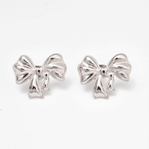 Stainless Steel Stud Earrings, 304 Stainless Steel, Bowknot, Vacuum Ion Plating, fashion jewelry & for woman, more colors for choice, 19x12mm, Sold By Pair