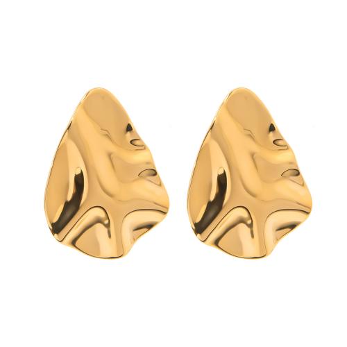 Stainless Steel Stud Earrings, 304 Stainless Steel, plated, for woman, gold, Sold By Pair