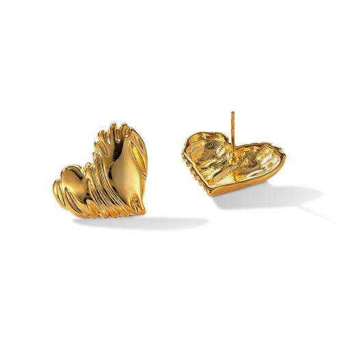 Brass Stud Earring, Heart, plated, for woman, more colors for choice, 18x21mm, Sold By Pair