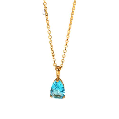 Brass Necklace, with 304 Stainless Steel Chain & Gemstone, plated, fashion jewelry & for woman, more colors for choice, Length:Approx 45 cm, Sold By PC