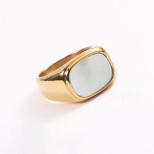 Enamel Stainless Steel Finger Ring, 304 Stainless Steel, with Shell, plated, different size for choice & for woman, more colors for choice, Sold By PC