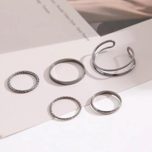 Tibetan Style Ring Set, plated, 5 pieces & for woman, more colors for choice, Sold By Set