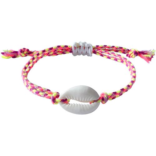 Shell Jewelry Bracelet, with Cotton Thread, handmade, Adjustable & Unisex, more colors for choice, Sold By PC